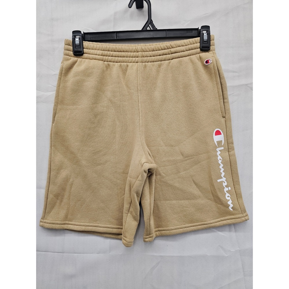 Champion Kids Tan Fleece Shorts XL 18/20 Khaki Script Logo SH7004‎ Athletic Boys